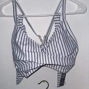 Striped White and Black bikini Top